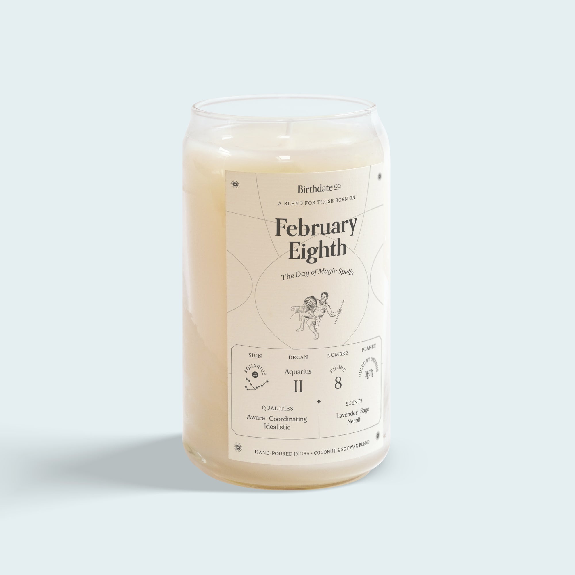 The February Eighth Birthday Candle